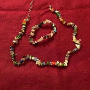 Raw stone necklace/bracelet set